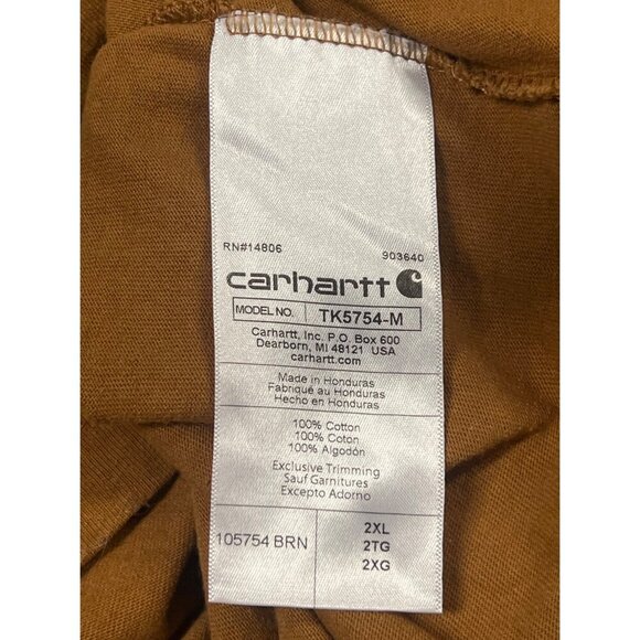 Carhartt Mens Relaxed Fit Brown Short Sleeve Tee Shirt 2XL XXL Crew Cotton EUC - Picture 9 of 10
